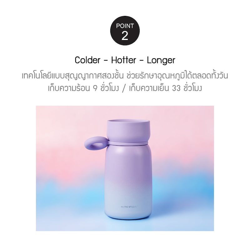 LocknLock แก้วเก็บอุณหภูมิ Metro Studio Gradition Midnight Purple 350 ml. - LHC4361VOL