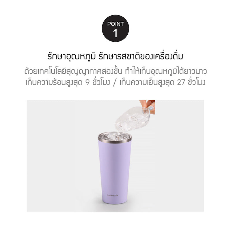 LocknLock Daily Handle Tumbler แก้วน้ำเก็บอุณหภูมิ สีพาสเทล ขนาด 600 ml. รุ่น LHC4330