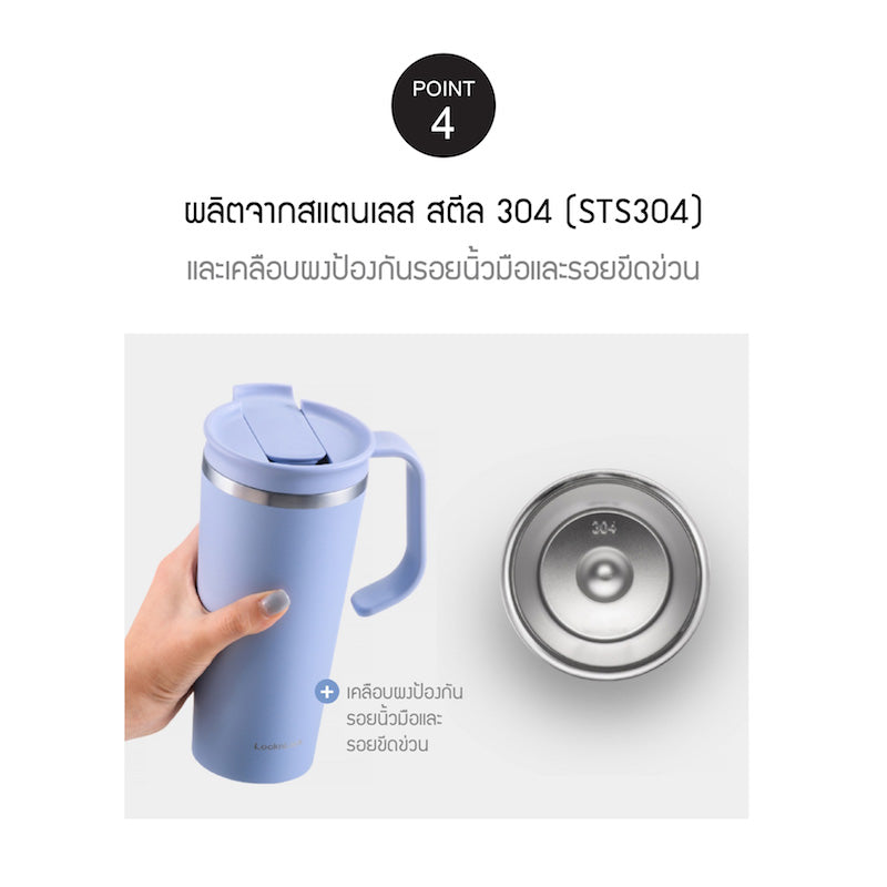 LocknLock Daily Handle Tumbler แก้วน้ำเก็บอุณหภูมิ สีพาสเทล ขนาด 600 ml. รุ่น LHC4330