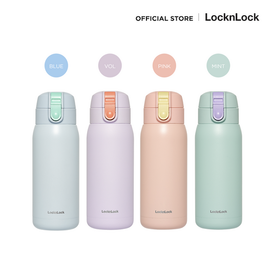 LocknLock Cotton Candy One - Touch Tumbler กระติกน้ำเก็บอุณหภูมิ ความจุ 370 มล. รุ่น LHC3233