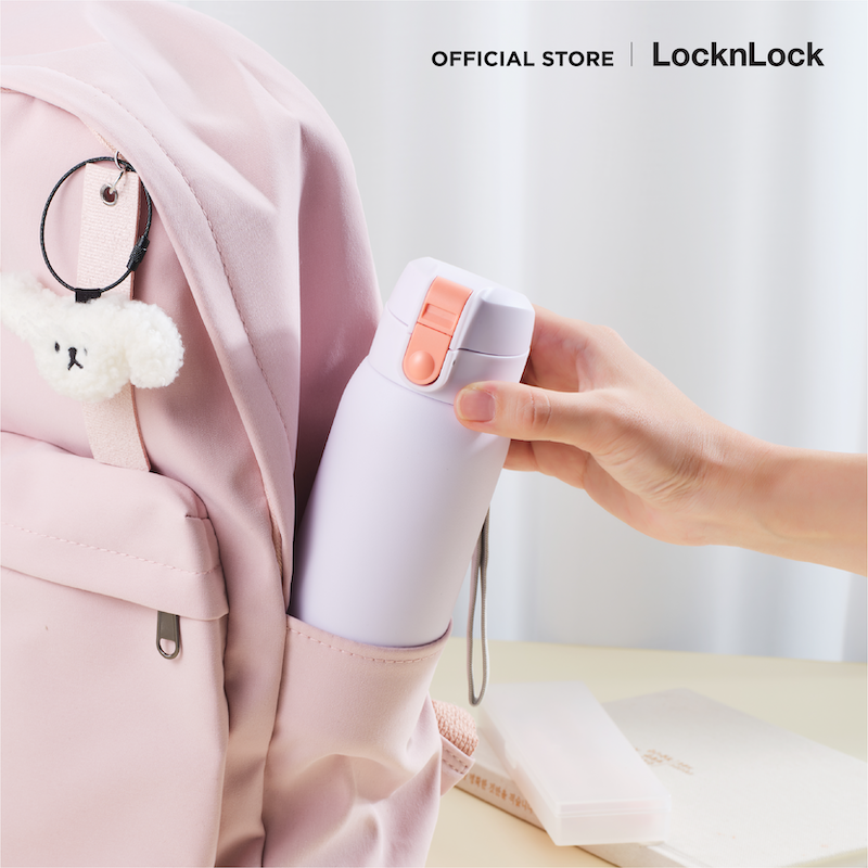 LocknLock Cotton Candy One - Touch Tumbler กระติกน้ำเก็บอุณหภูมิ ความจุ 370 มล. รุ่น LHC3233