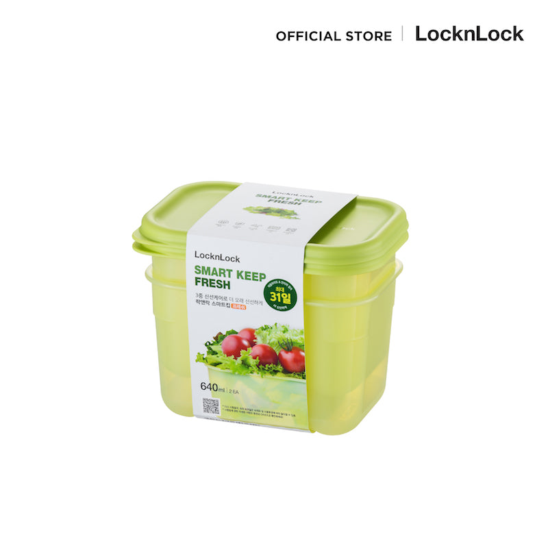 LocknLock กล่องพลาสติกถนอมอาหาร Smart Keep Fresh Container ความจุ 640 ml. รุ่น HLE5200NS2